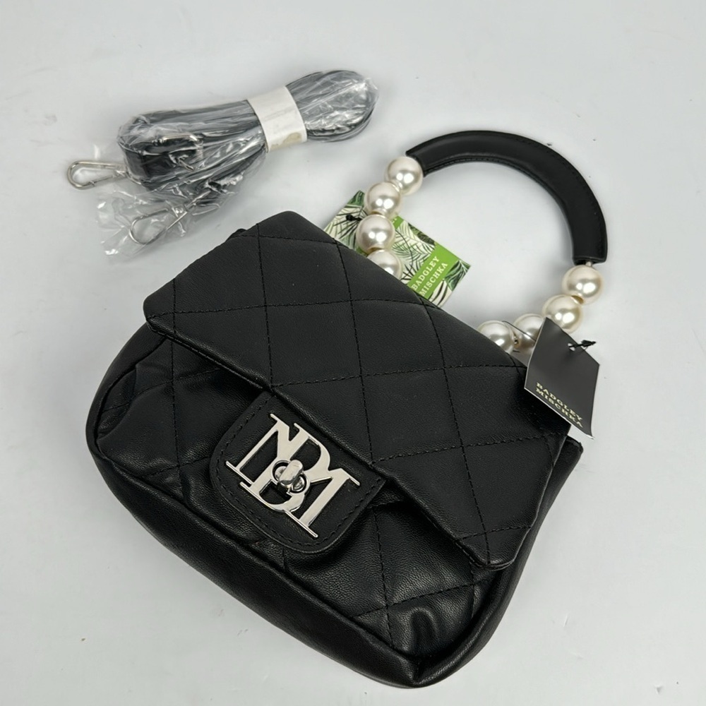 Badgley Mischka Clutch Bag w/ Faux Pearl Handle NWT